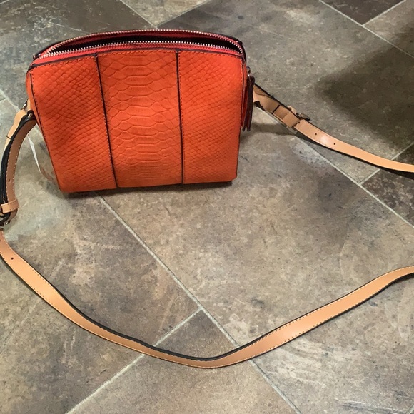 Neiman Marcus Orange Crossbody Shoulder Bag Medium Animal Embossed Print - Picture 7 of 8